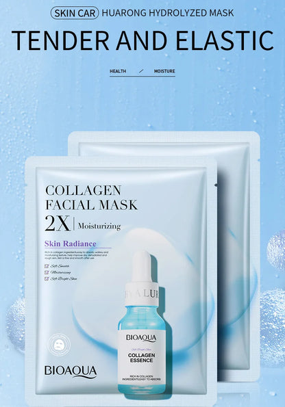 20pcs BIOAQUA Centella Collagen Face Mask - Moisturizing, Refreshing Hyaluronic Acid Sheet Masks for Skin Care