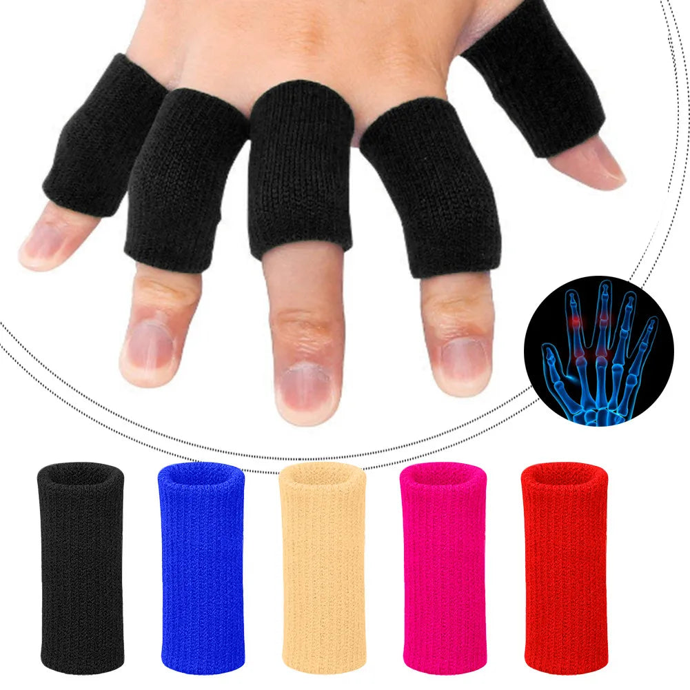 10Pcs Finger Sleeves Support and Thumb Splint Brace - Elastic Finger Tape for Arthritis, Ideal for Basketball, Tennis, Baseball, and Volleyball
