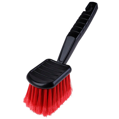 Car Wheel Brush Tire Cleaner: Red Bristle, Black Handle Washing Tool for Auto Detailing - Motorcycle Cleaning, Carclean Accessory