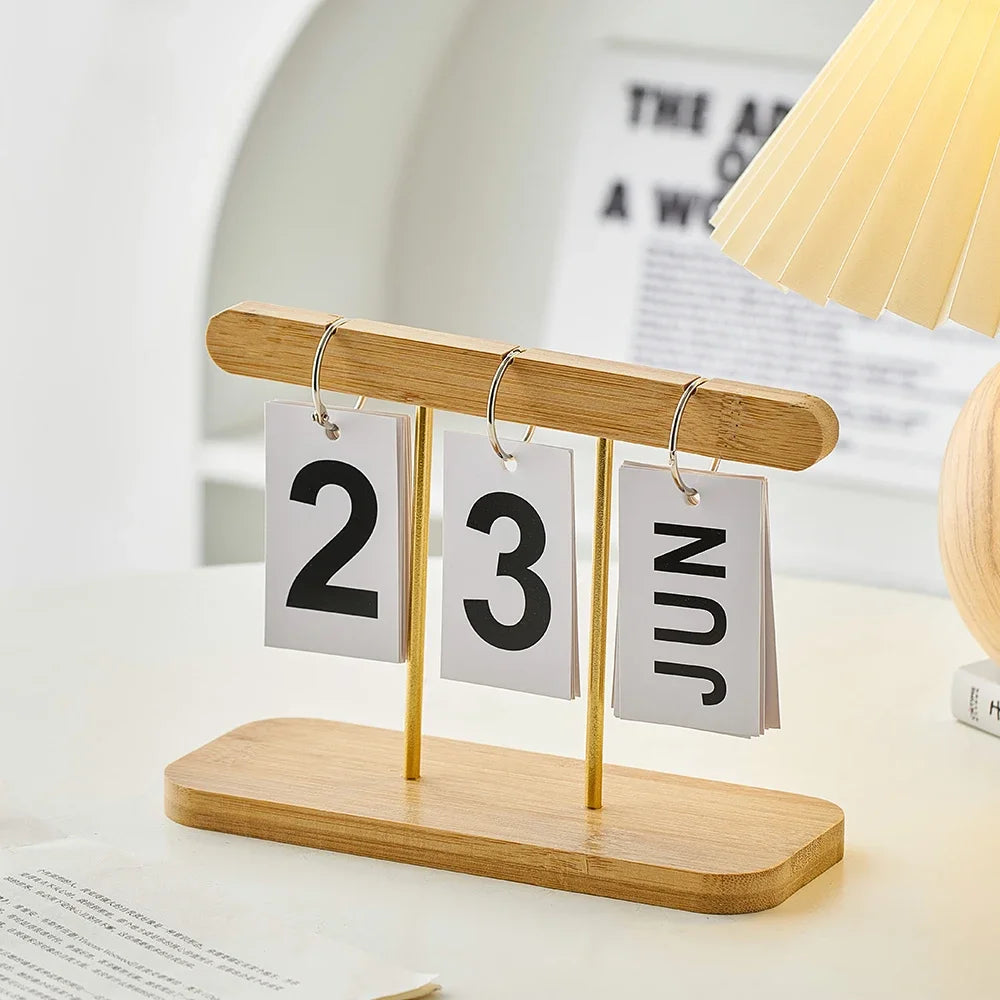 Minimalist Wooden Calendar Ornament – Modern Desk Accessories for Living Room and Office, Simple Home Decor Crafts Gift