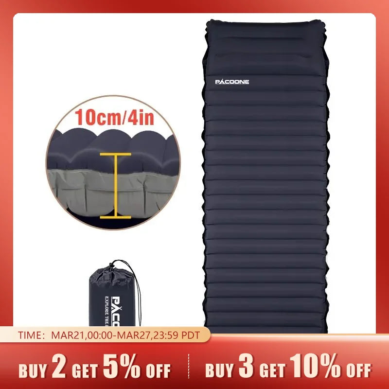 Outdoor Thicken Camping Mattress: Ultralight Self-Inflating Air Mattress with Built-in Pump for Travel, Hiking, and Fishing