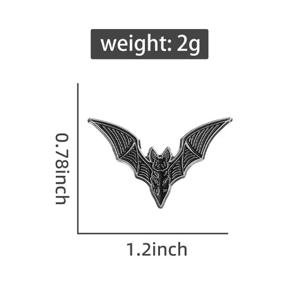 2pcs Bat Enamel Pins: Gothic Punk Witch Halloween Brooch Collar Badge, Black Spooky Jewelry Gift for Friends