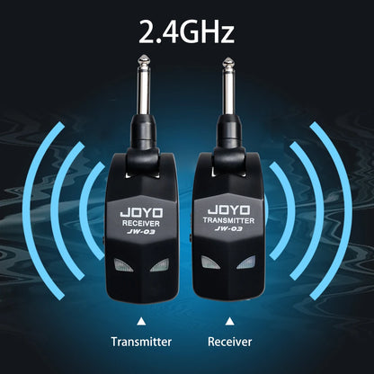 JOYO JW-03 Wireless Guitar System - 2.4GHz 4 Channels Transmitter and Receiver for Electric Guitar & Bass Amplifier