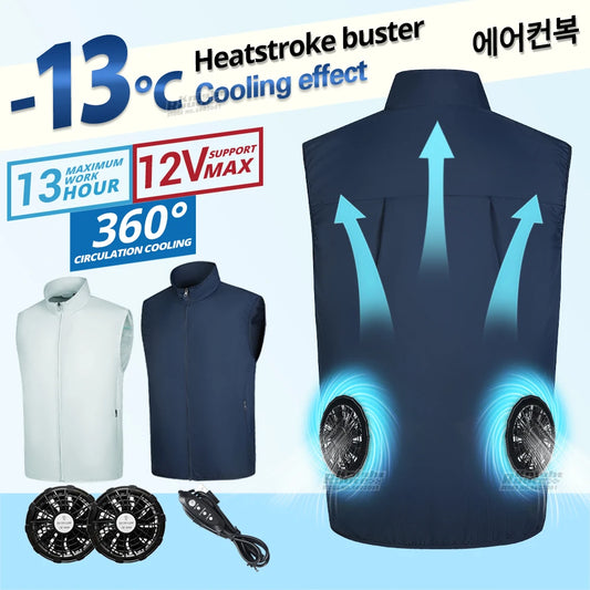 2024 Wearable Cooling Fan Vest – Air-Conditioned Cooling Clothes, 13 Hours of Relief for High-Temperature Work, Fishing & Hiking