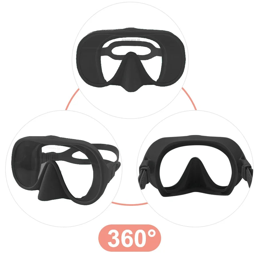 Anti-Fog Diving Facial Mirror - 180° Snorkeling Mask with Respiratory Tube for Deep Water Diving