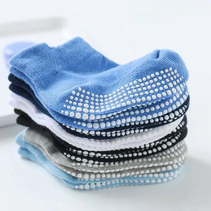 6 Pairs/Lot Cotton Baby Anti-Slip Boat Socks: Low Cut Floor Socks with Rubber Grips for Boys & Girls - Toddler Socks for Ages 0-1 Years