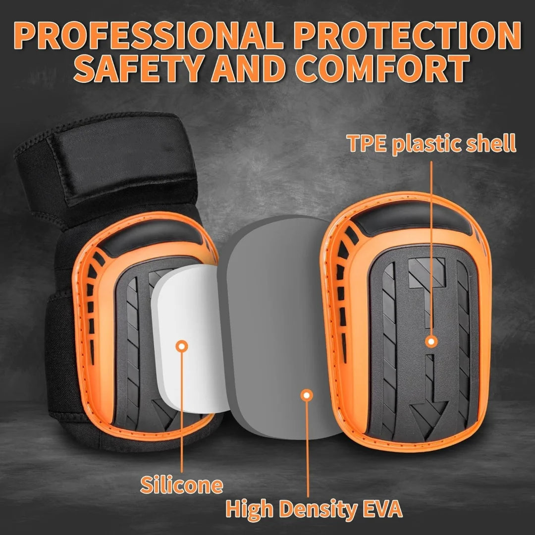 Heavy Duty Knee Pads for Work - Gel Cushion and Anti-Slip Straps for Construction, Flooring, and Gardening