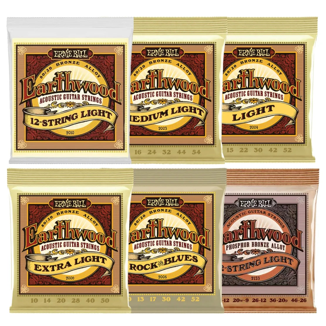 Ernie Ball 80/20 Bronze Acoustic Guitar Strings - 2003/2004/2006/2008, Musical Instrument Accessories