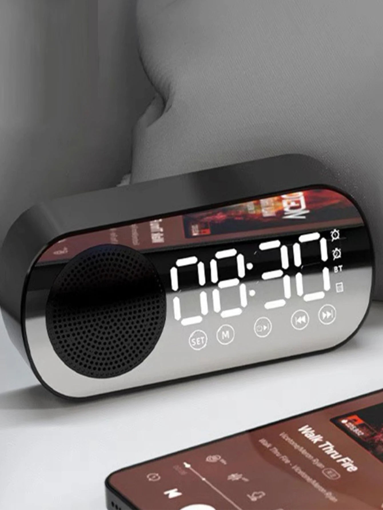 Wireless Bluetooth Speaker – Multi-Functional Mini AI Smart Alarm Clock with Loud Subwoofer