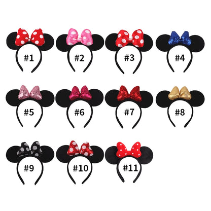 Disney Mouse Ears Headband: 5'' Polka Dot Bow Hairband for Girls & Adults - Festive Hair Accessories for Parties, Festivals, and Travel DIY