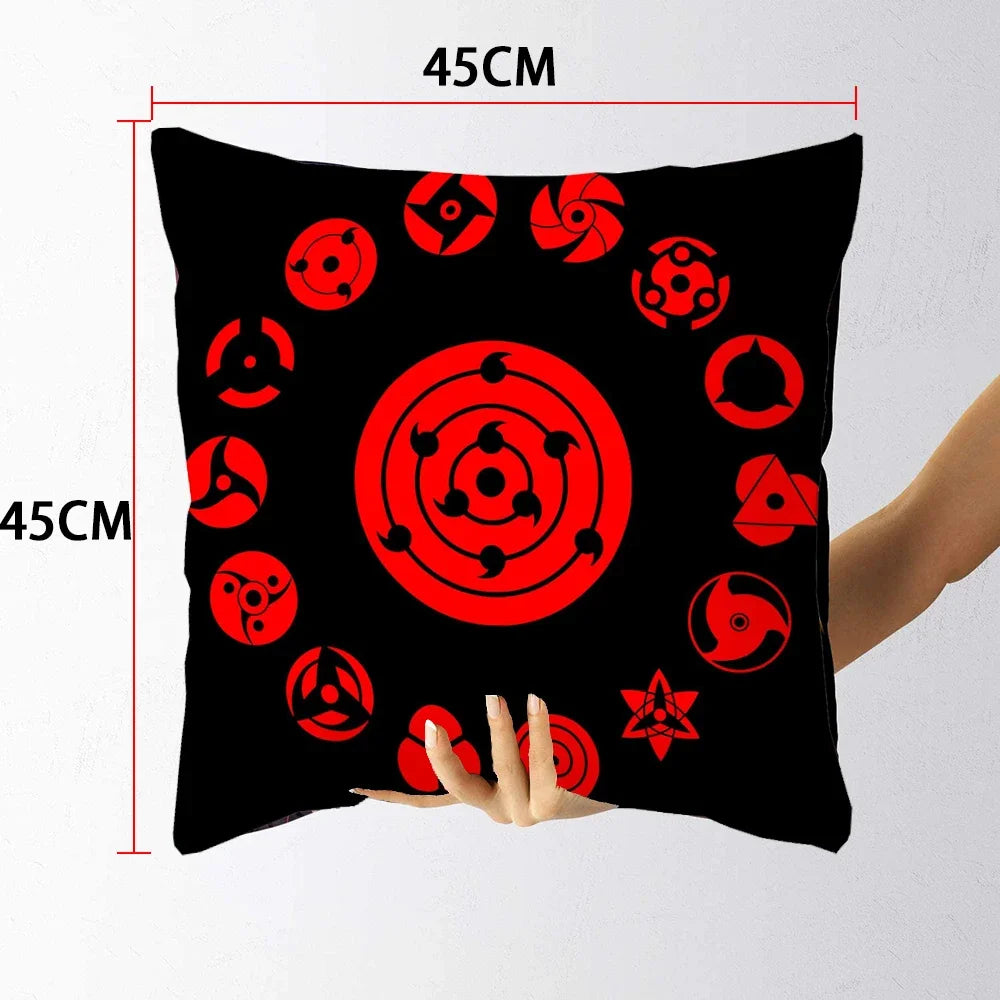 Anime Naruto Uchiha Itachi Printed Pillow Case - Red Cloud Action Figures Square Cushion Cover for Sofa Decor, Toy Gift