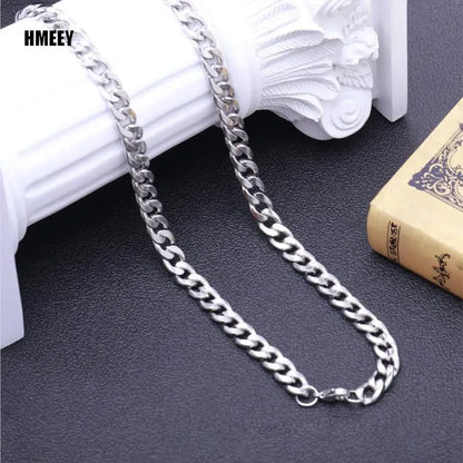 Hmeey Long Stainless Steel Chain Necklace | Hip Hop Fashion for Women & Men | Choker Jewelry Accessories for Valentine's Day