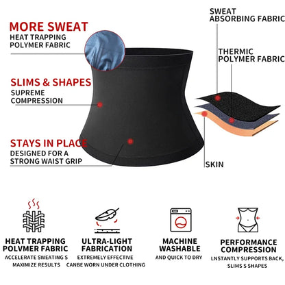 Men's Abdomen Reducer Sauna Body Shaper - Fitness Sweat Trimmer Belt, Waist Trainer Corset for Belly Slimming - Waist Shapewear