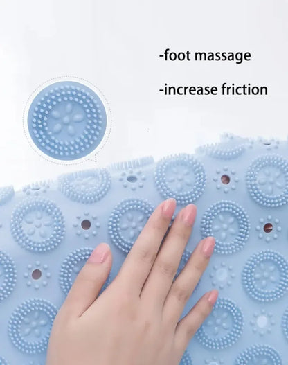 Anti-Slip Round PVC Bath Mat: Soft Shower Mat with Drain Hole and Foot Massage Pad for Bathtub