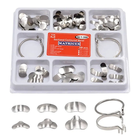 Denspay 100pcs/Box Dental Sectional Matrix System - Resin Clamping/Seperating Ring - Dentist Tools