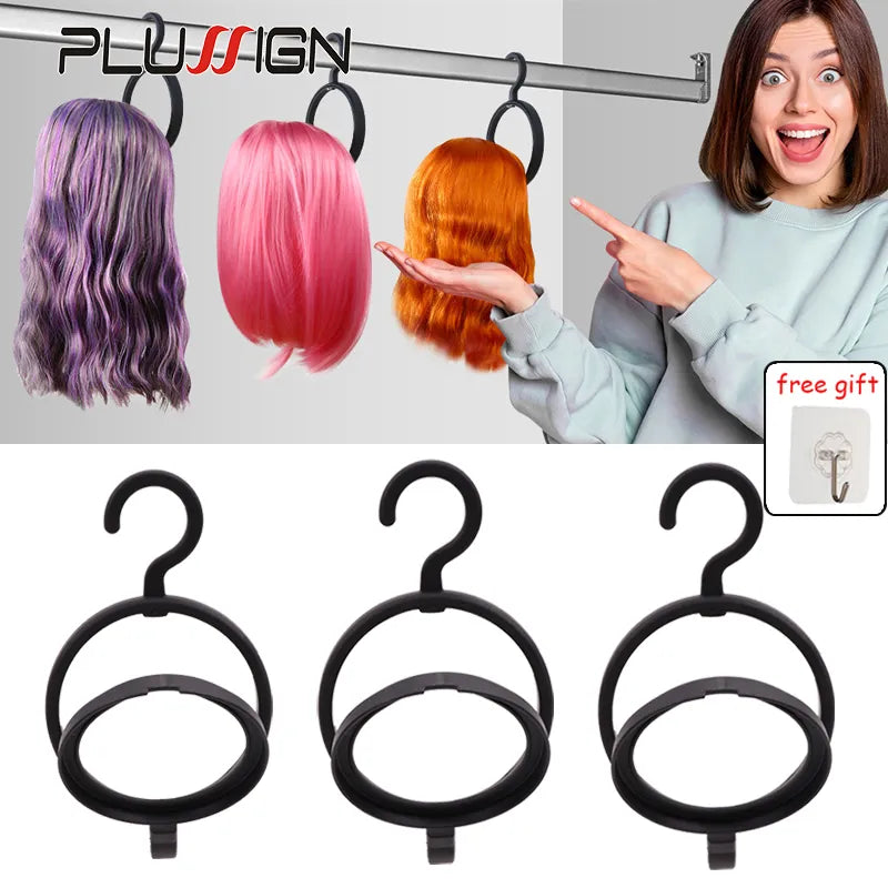 Durable Hanging Wig Stand - White and Black Wig Hanger for Multiple Wigs, Salon Display Wall Holder