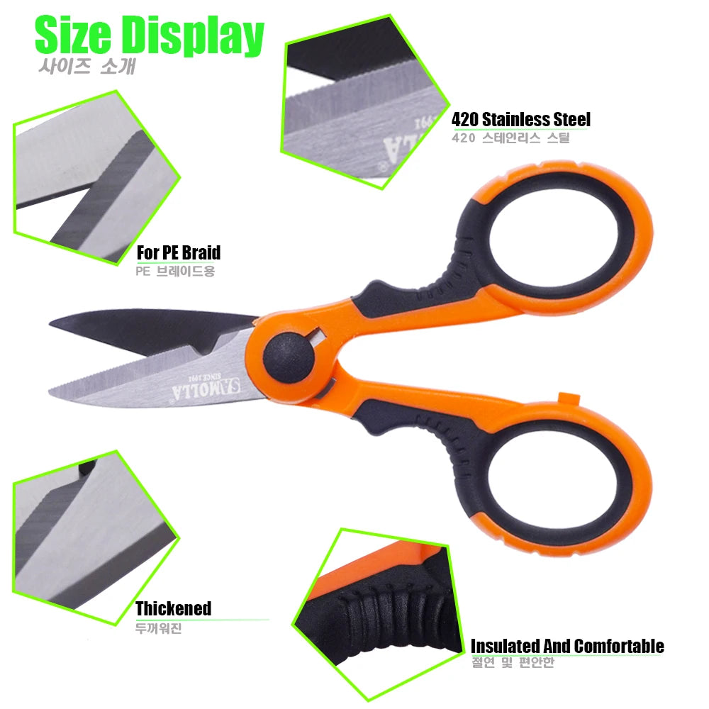 420 Stainless Steel Fishing Scissors: Portable Electrician Scissor Pliers for PE Braid Line Cutting - Carp Fishing Tool Accessories