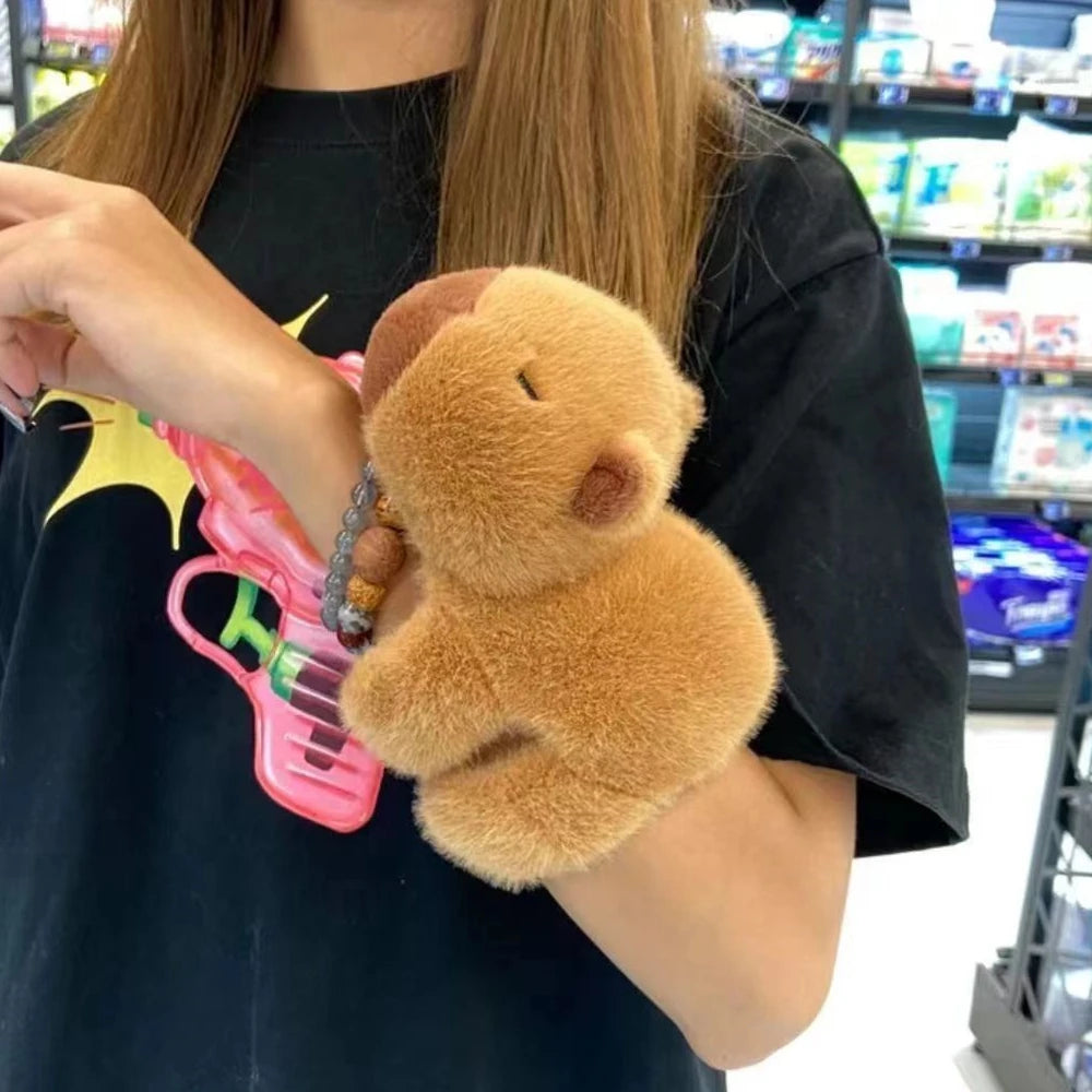 New Lovely Kawaii Capybara Animal Slap Snap Wristband Bracelet - Capybara Plush Hand Ring Wristband for Kids - Birthday Present and Toy