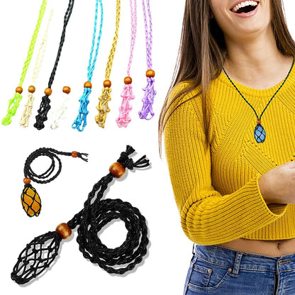 DIY Necklace Cord with Net Rope - Empty Meditation Stone Holder for Quartz Crystal Pendants | Jewelry Making Accessories