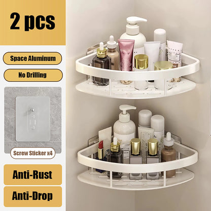 Shower Corner Shelf Caddy - No Drill Rust-Proof Organizer for Bathroom, Corner Wall Shelf and Shampoo Holder