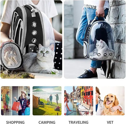 Expandable Cat Carrier Backpack - Large Transparent Pet Travel Backpack with Bubble Space Capsule, High-Quality Travel Bag for Pets