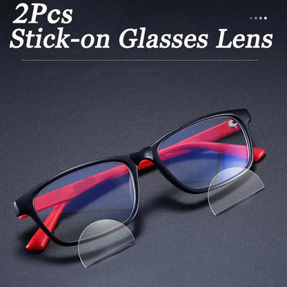 2pcs Stick-On Bifocal Reading Glasses Lenses - Magnification +100 to +350 Liquid Silicone Presbyopic Lenses