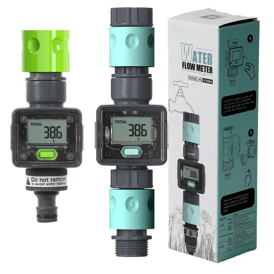 Digital Water Flow Meter for Outdoor Garden Hose - Measure Consumption and Flow Rate with Quick Connectors