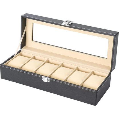 Slot Men's Watch Box - Black Display Case with Watch Bracket, Perfect for Holiday Gifts