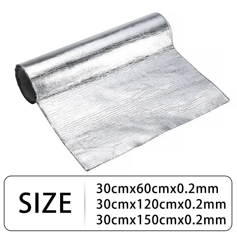 Car Heat Protection Foil Film: High-Temperature Resistant Fiberglass Aluminum Tape Cloth - Self-Adhesive Heat Insulation Mat