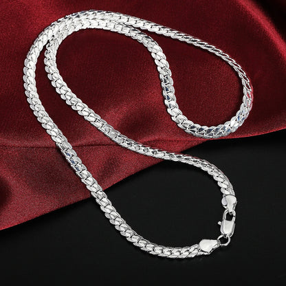 925 Sterling Silver 6mm Side Chain Necklace | 16/18/20/22/24 Inch | Fashion Jewelry for Women and Men | Perfect for Weddings and Engagements