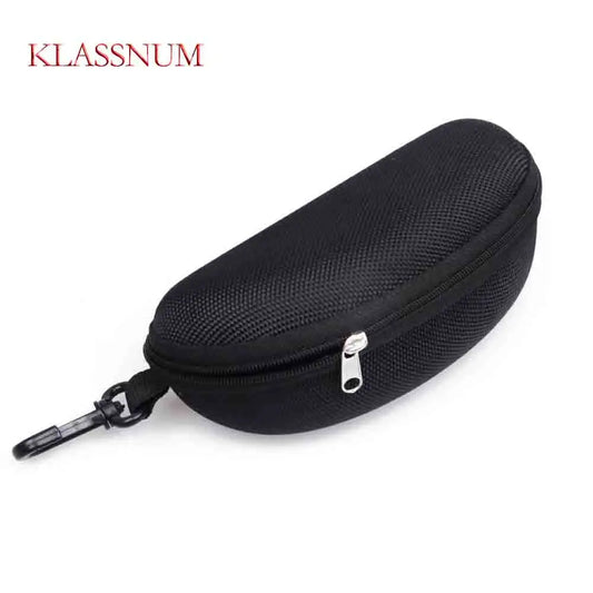 KLASSNUM Zipper Sunglasses Case – Portable EVA Eyeglasses Box with Hook, Knitted Oxford Cloth Glasses Protector for Eyewear Storage