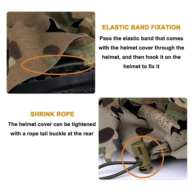 3D Camo Laser Cut Leaf Shape Airsoft Helmet Cover - Mesh Cloth for Paintball, Paratrooper, and Hunting Helmet Accessories