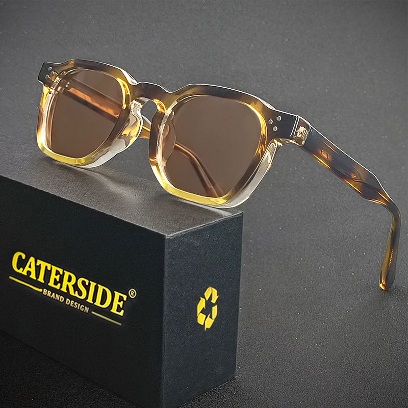 CATERSIDE Retro Punk Men’s Sunglasses – Small Frame Square Design, Personalized Sun Glasses for Women – Travel, Party, Business, Festival Gift