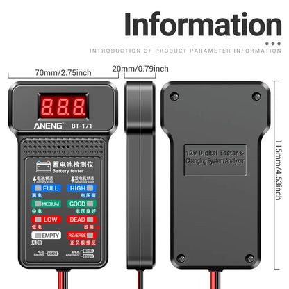 ANENG BT-171 12V Multifunctional Battery Tester - LED Reverse Display Screen, Auto Repair Industry Detection, Electrician Tool