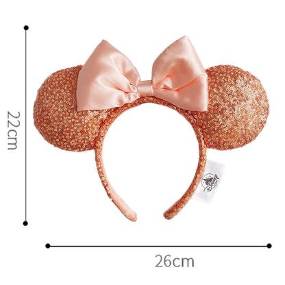 Disney Mickey Mouse Ear Headband: Amusement Park Hair Hoop with Fish Scale Sequin Mesh - Perfect Party Headwear for Girls' Birthday Toy