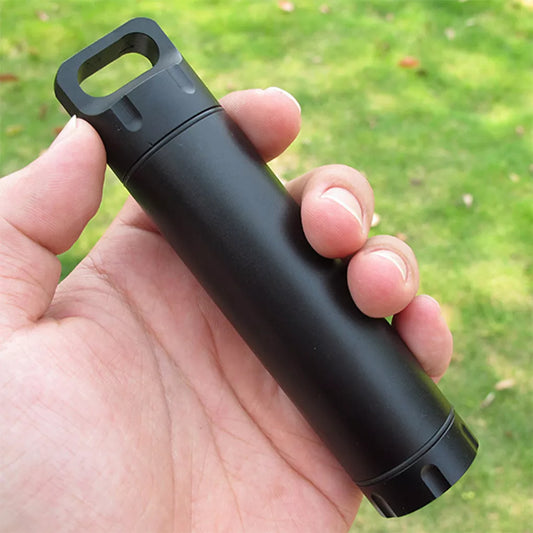 Outdoor Portable Waterproof Capsule Seal Bottle - Aluminum Alloy Survival Pill Box, Multifunctional Container