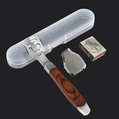 Color Wood Handle Foot File Set - Dead Skin Shaver and Callus Remover with 10 Blades for Foot Care