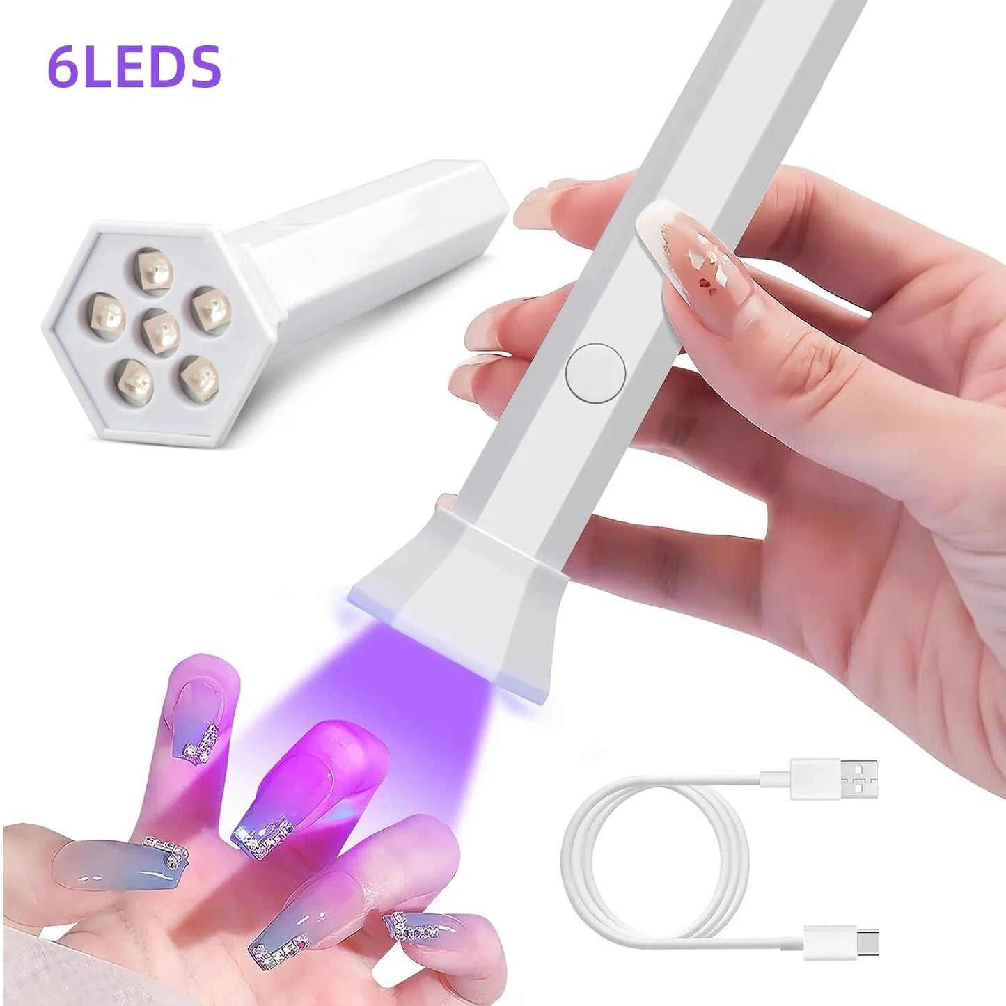 Portable Nail Dryer Lamp - UV LED Nail Light for Curing All Gel Polish - USB Rechargeable Quick Dry Manicure Machine - Nail Art Tools