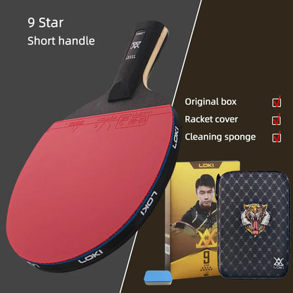 LOKI 9 Star Professional Table Tennis Racket - 5+2 Carbon Ping Pong Paddle with Sticky Rubbers, Ultra Offensive, Available in 6/7/8/9 Star Ratings