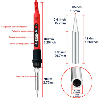 80W Soldering Iron Kit - Adjustable Temperature LCD Solder Welding Tools with Ceramic Heater, Tips, Tweezers, and Soldering Wire