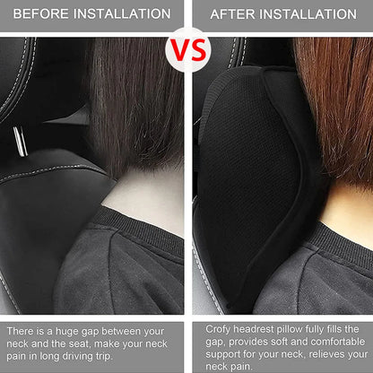 Memory Foam Car Headrest Neck Pillow - Breathable Auto Neck Cushion for Head Support, Neck Rest Protector, Automobiles Interior Accessory