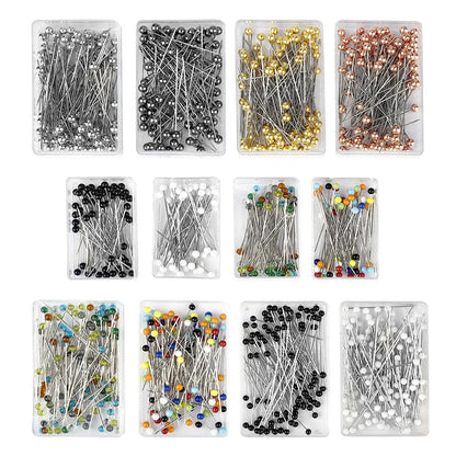 Fashion Sewing Needles Set - 50/100Pcs Colored Glass/Ceramic Head Bead Pins for Stitch Knitting, 32mm DIY Safety Pins