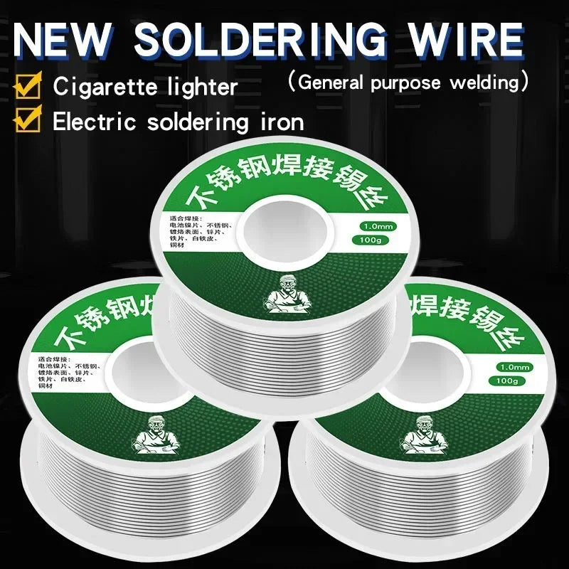 Easy Melt Solder Wire - 20-100g Stainless Steel Low Temperature Aluminum Copper Iron Metal Weld Cored Soldering Rods