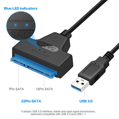 SATA to USB 3.0/2.0 Cable Adapter – 6 Gbps Transfer Speed for 2.5 Inch HDD/SSD – SATA 3 22 Pin to USB 3.0 Cord