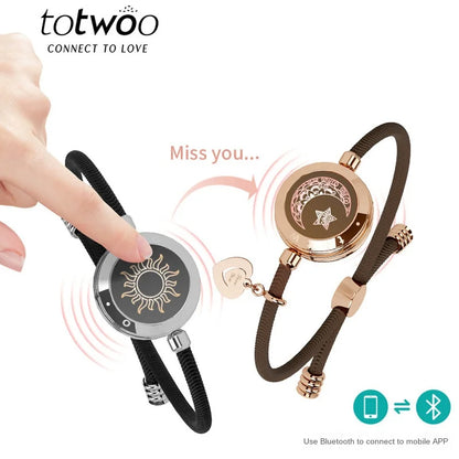 totwoo Long Distance Touch Bracelets for Couples – Light Up and Vibrate Features, Smart Sun and Moon Love Bracelets – Perfect Long Distance Relationship Gifts