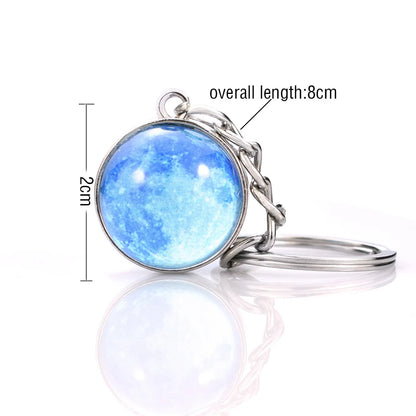 New Luminous 12 Constellation Glass Ball Key Rings: Double Sided Zodiac Signs Keychain for Women - Glow in the Dark Birthday Gift