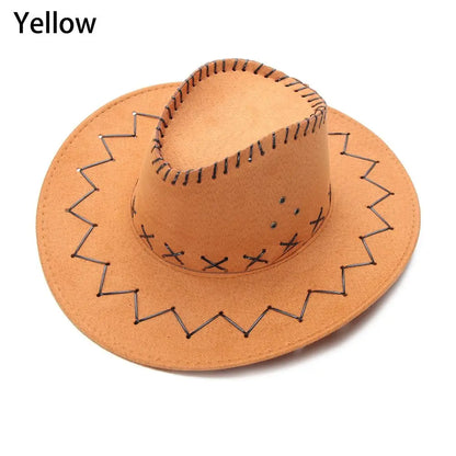 Unisex Suede Cowboy Fedora Hat - Fashionable Wide Brim Jazz Hat, Western Style Felt Panama Cap for Dress and Casual Wear