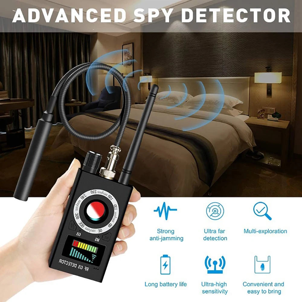 K18 Multi-Function Anti-Spy Camera Detector - Wireless Lens Device Finder, 1MHz-6.5GHz GSM Audio Bug and GPS RF Signal Tracker