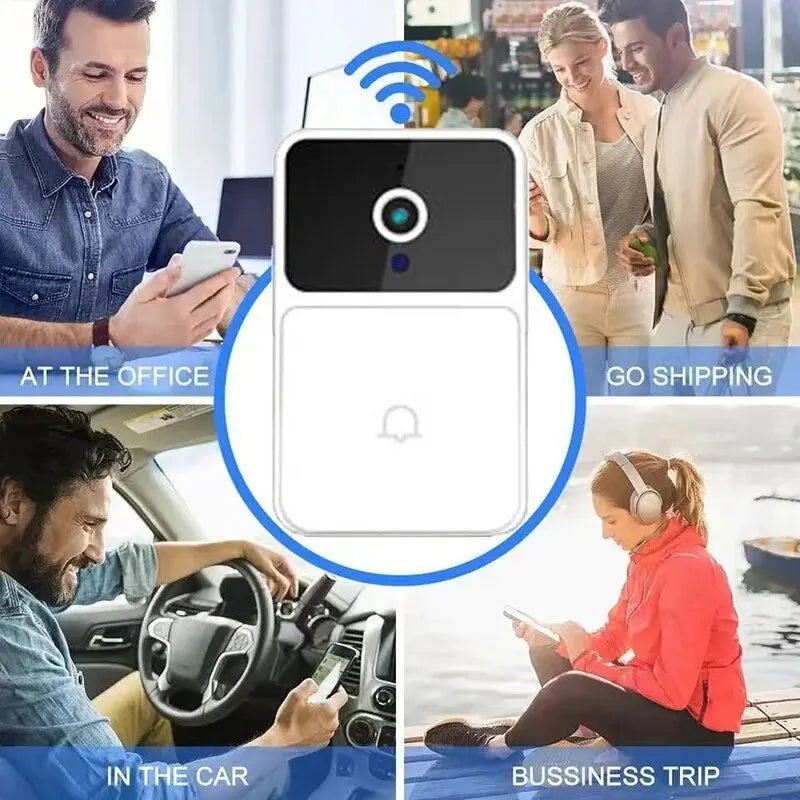 Wireless WIFI Video Doorbell Camera - Smart Home Security HD Door Bell with Night Vision - Two Way Intercom & Voice Change