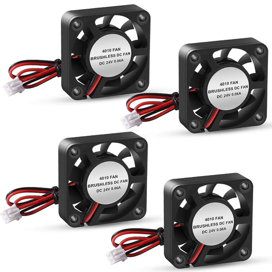 4PCS 3D Printer Cooling Fan - 4010 Blower, 40x40x10mm, Hydraulic Bearing Brushless DC - 12V 24V Cooling Fans